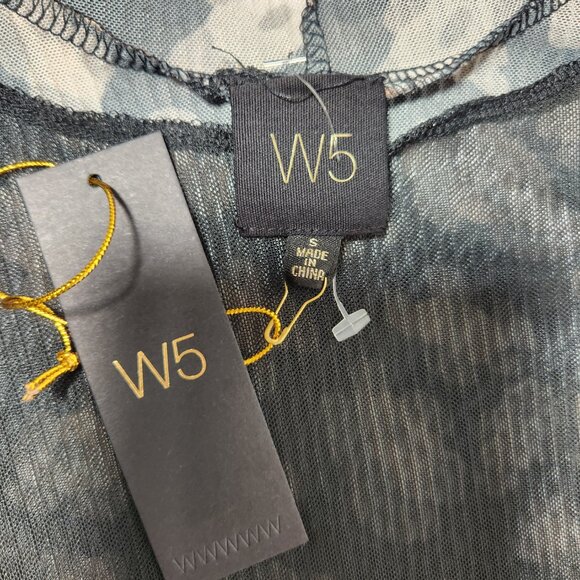 W5 Sheer Grunge Whimsigoth Black/Tan Leopard Print 3/4 Mock Neck Top Size S NEW! - Picture 10 of 15